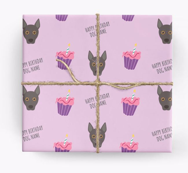 Personalized 'Happy Birthday' Cupcake Wrapping Paper with {breedFullName} Icons